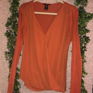 BKE - Burnt Orange Chiffon Front Blouse - Size S